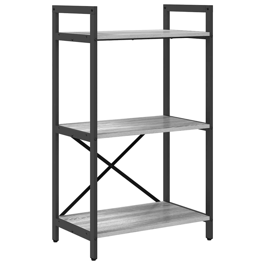 Hyllsystem 3 nivåer 56 x 34 x 96 cm Konstruerat trä Grå Sonoma