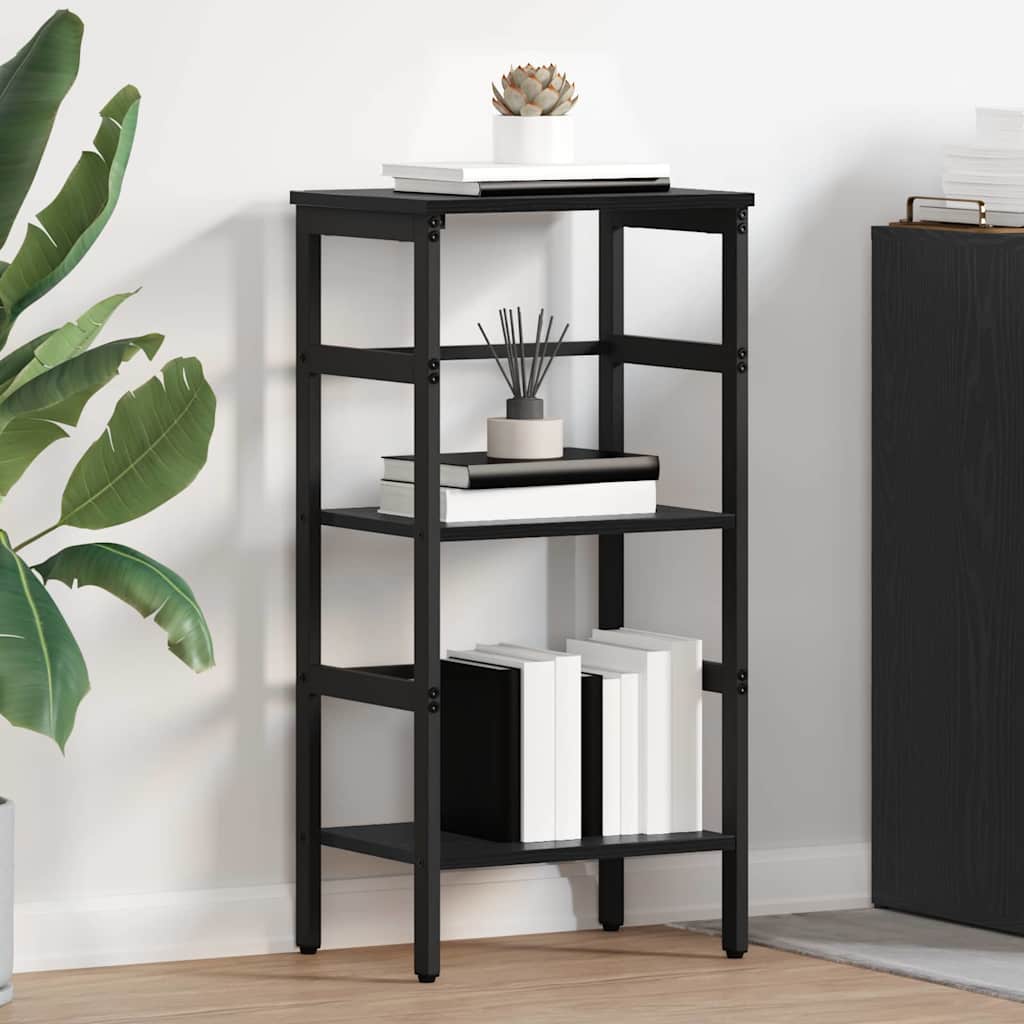 Hyllsystem 2 nivåer 40 x 29,5 x 81 cm Konstruerat trä Svart Ek
