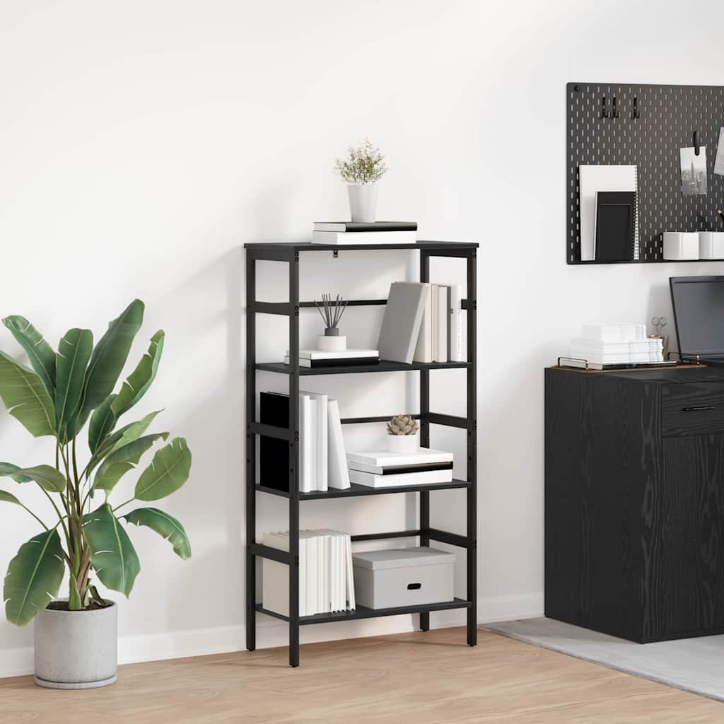 Hyllsystem 3 nivåer 60 x 29,5 x 115 cm Konstruerat trä Svart Ek