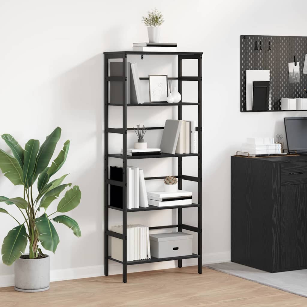 Hyllsystem 4 nivåer 60 x 29,5 x 149 cm Konstruerat trä Svart Ek