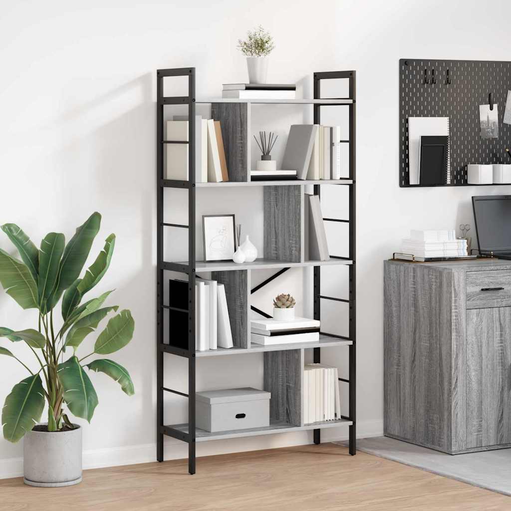 Hyllsystem 9 nivåer 75 x 30 x 156 cm Konstruerat trä Grå Sonoma