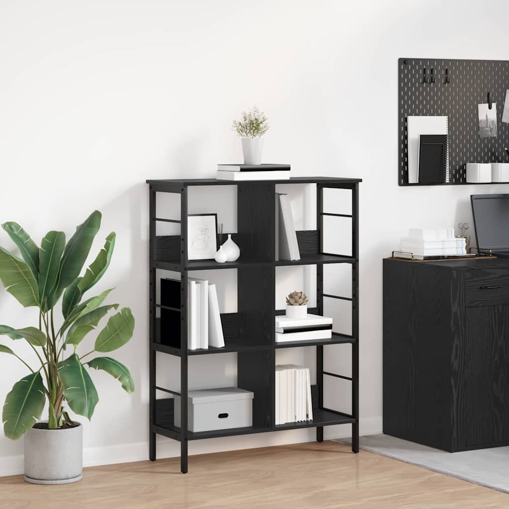 Hyllsystem 6 nivåer 82 x 32 x 112 cm Konstruerat trä Svart Ek