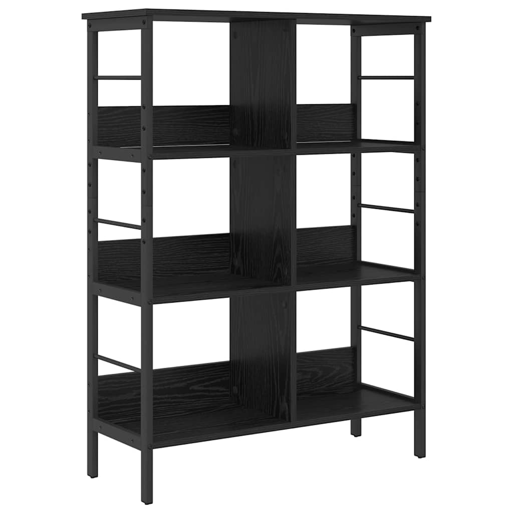 Hyllsystem 6 nivåer 82 x 32 x 112 cm Konstruerat trä Svart Ek