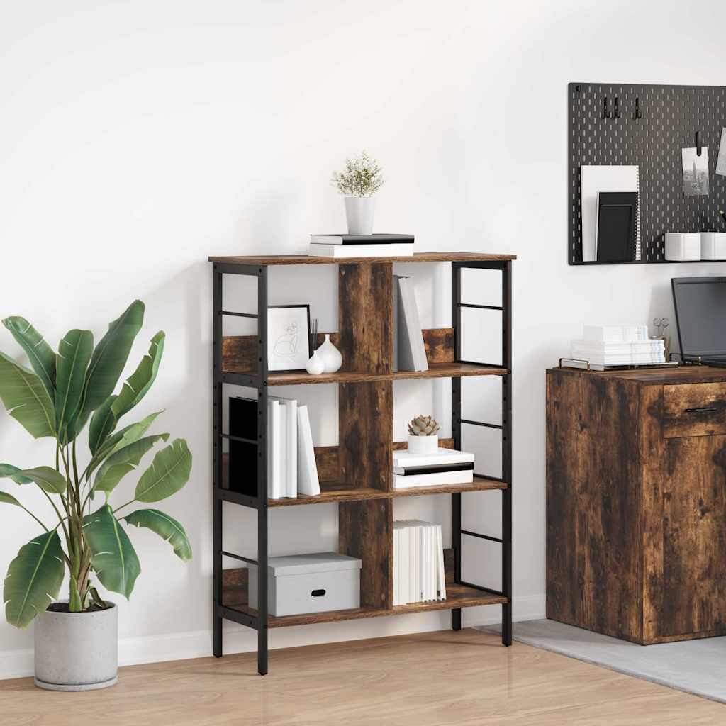 Hyllsystem 6 nivåer 82 x 32 x 112 cm Konstruerat trä Rökt ek