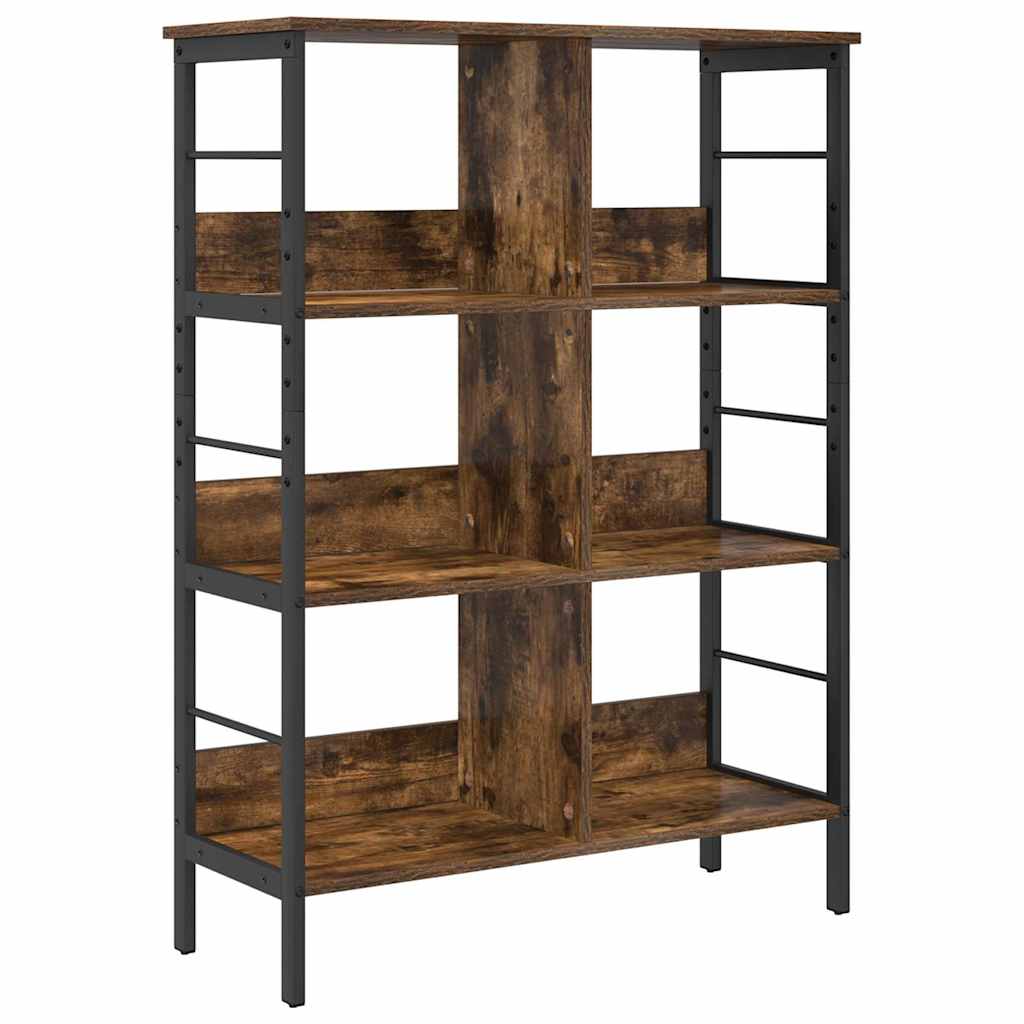 Hyllsystem 6 nivåer 82 x 32 x 112 cm Konstruerat trä Rökt ek