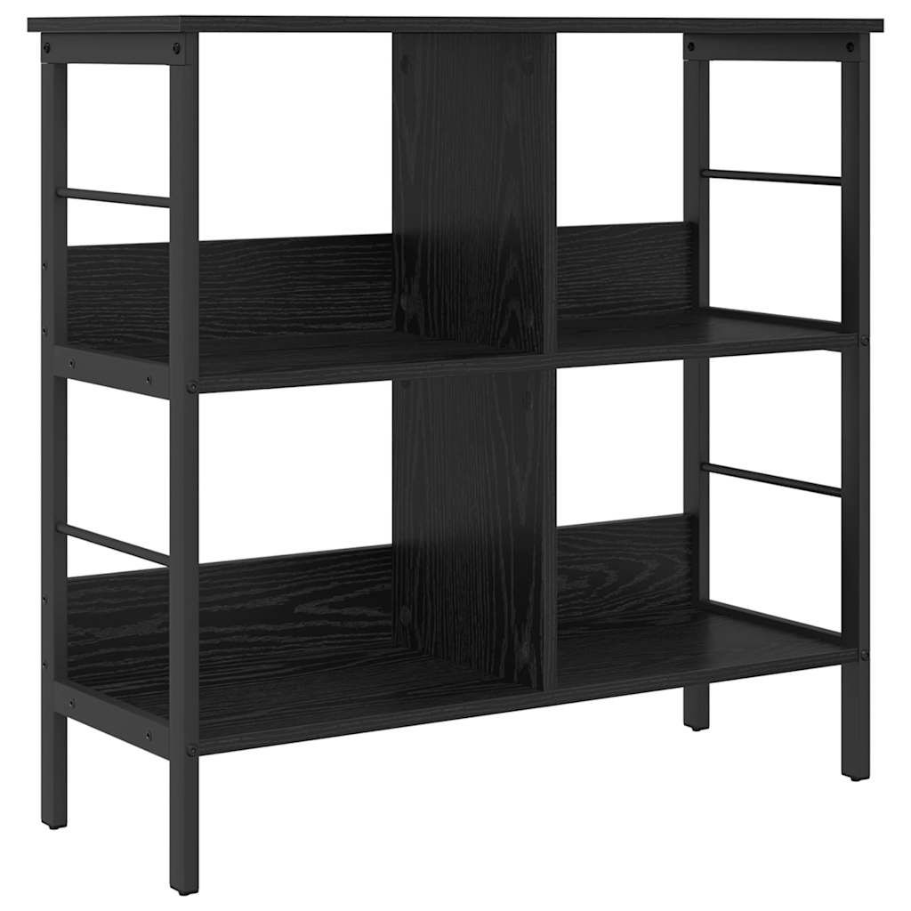 Hyllsystem 4 nivåer 82 x 32 x 79 cm Konstruerat trä Svart Ek