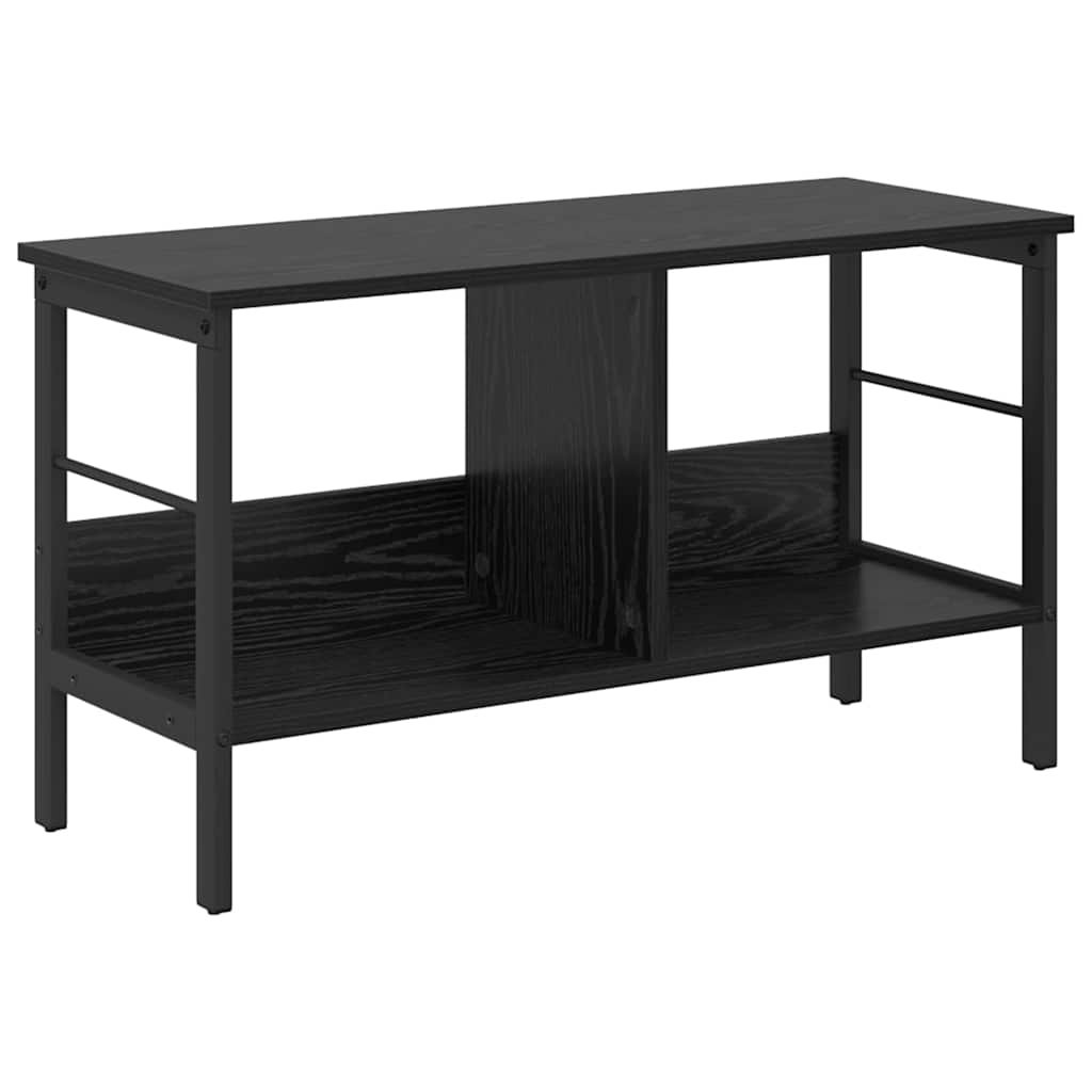 Hyllsystem 2 nivåer 82 x 32 x 47 cm Konstruerat trä Svart Ek
