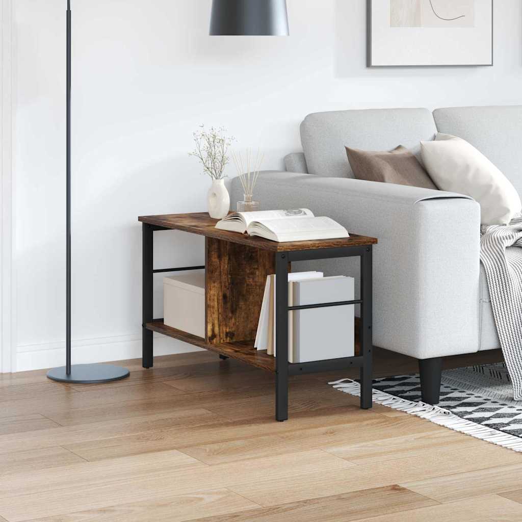 Hyllsystem 2 nivåer 82 x 32 x 47 cm Konstruerat trä Rökt ek