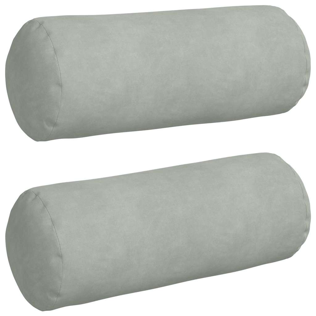 Bolsterkuddar 2 pcs Ljusgrå Ø 15 x 40 cm Kordread tyg