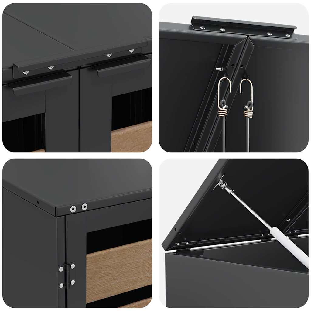 Förvaring för 3 soptunnor Antracit 340 x 77,5 x 115,5 cm Stål