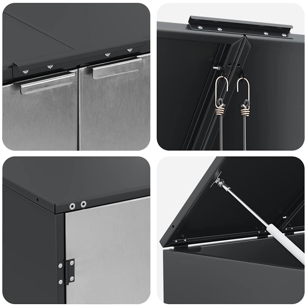 Förvaring för 3 soptunnor Antracit 340 x 77,5 x 115,5 cm Stål