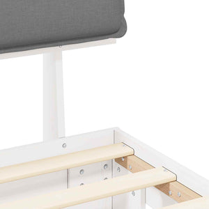 Sängram med Klädd Huvudgavel Ljusgrå 90 x 200 cm Massiv furu