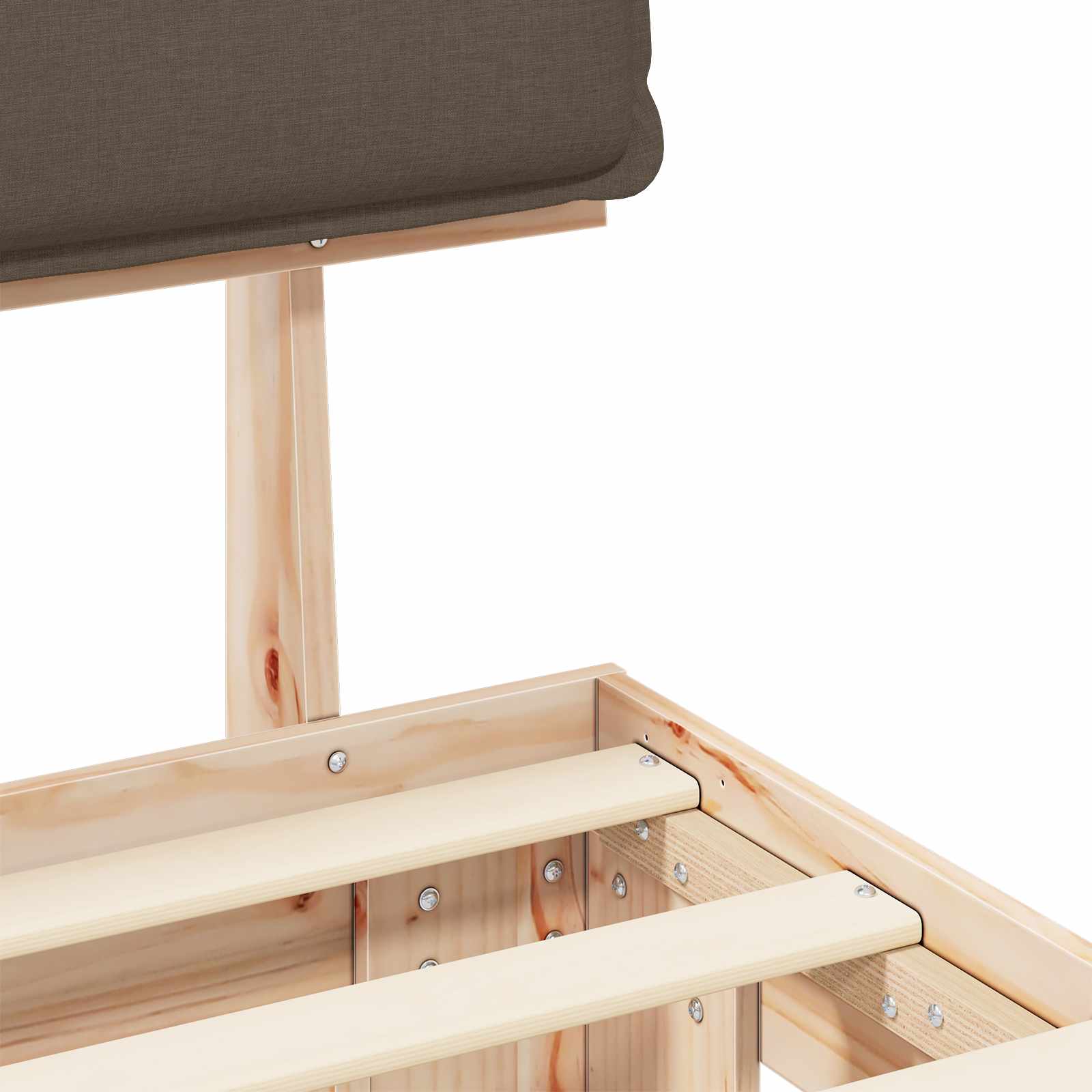 Sängram med Klädd Huvudgavel Taupe 80 x 200 cm Massiv furu