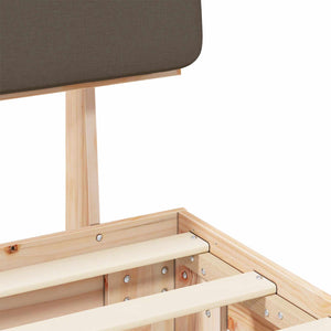 Sängram med Klädd Huvudgavel Taupe 150 x 200 cm Massiv furu