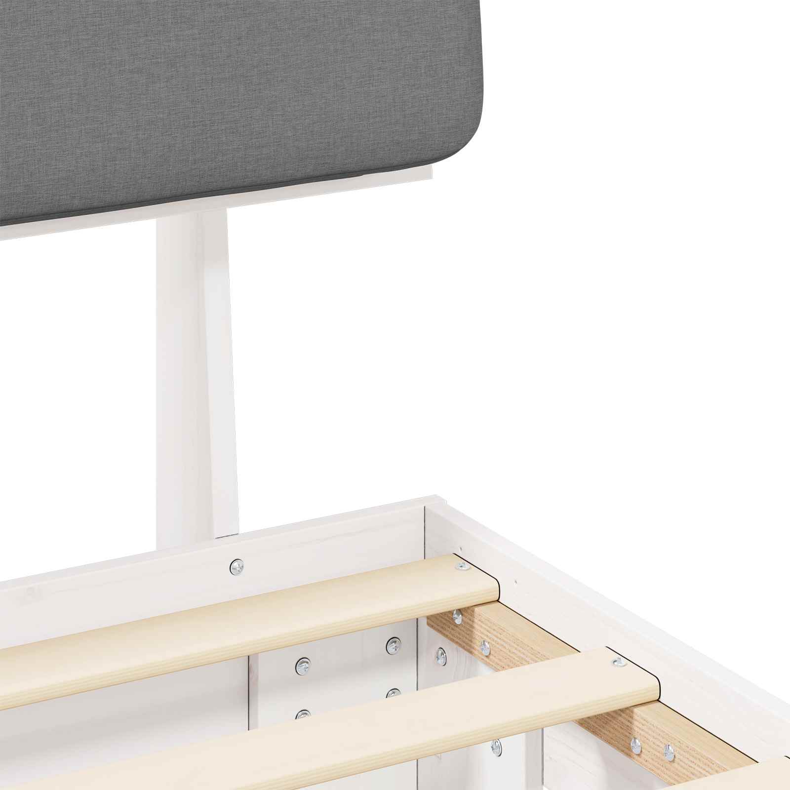 Sängram med Klädd Huvudgavel Ljusgrå 120 x 190 cm Massiv furu