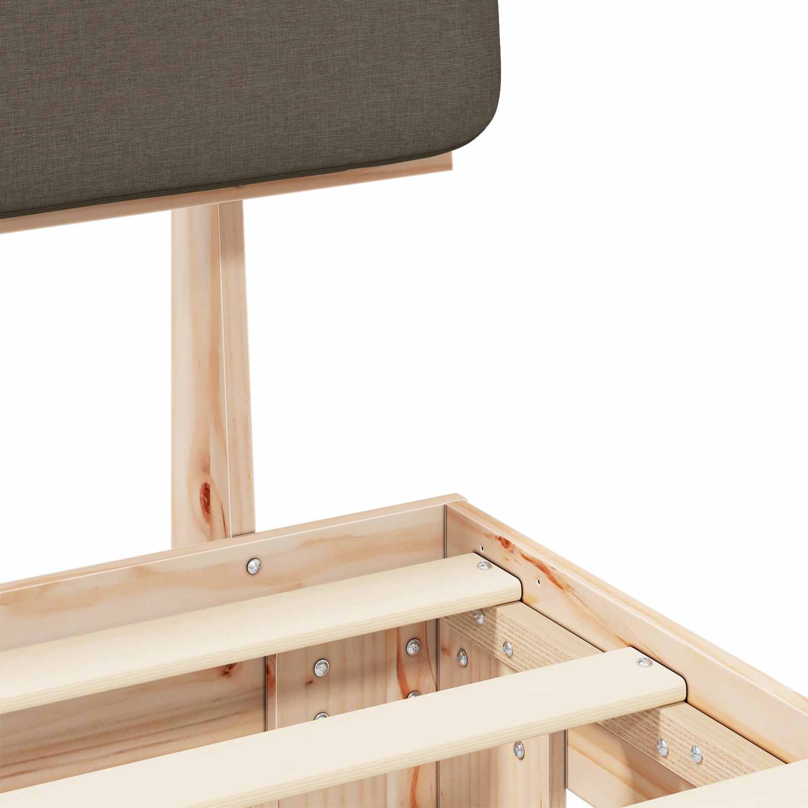 Sängram med Klädd Huvudgavel Taupe 100 x 200 cm Massiv furu