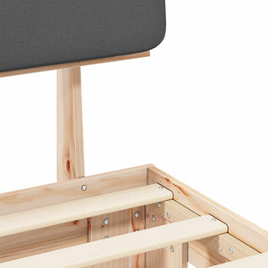 Sängram med Klädd Huvudgavel Mörkgrå 90 x 200 cm Massiv furu