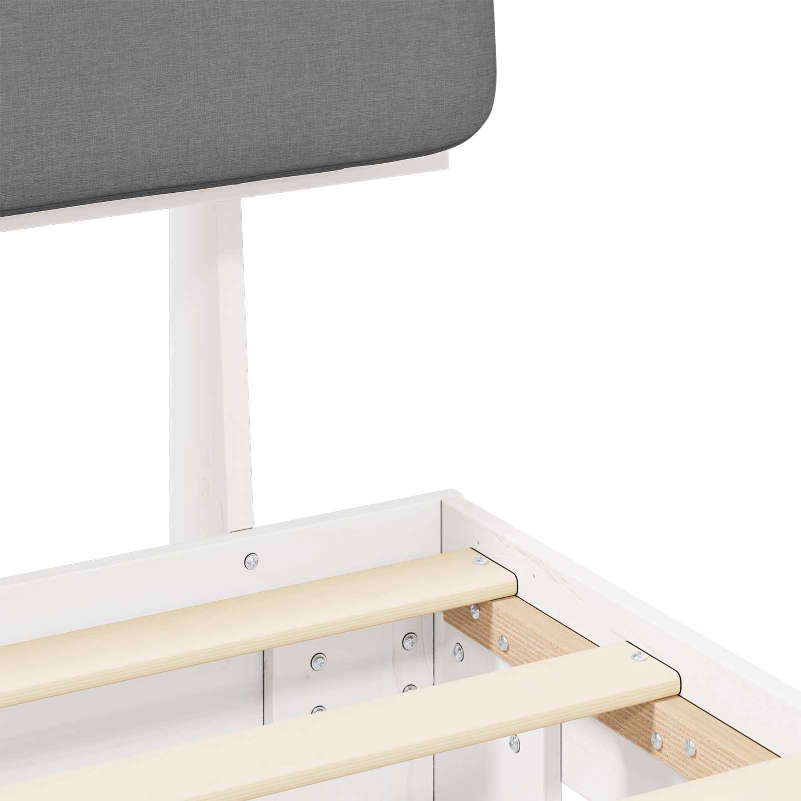 Sängram med Klädd Huvudgavel Ljusgrå 80 x 200 cm Massiv furu