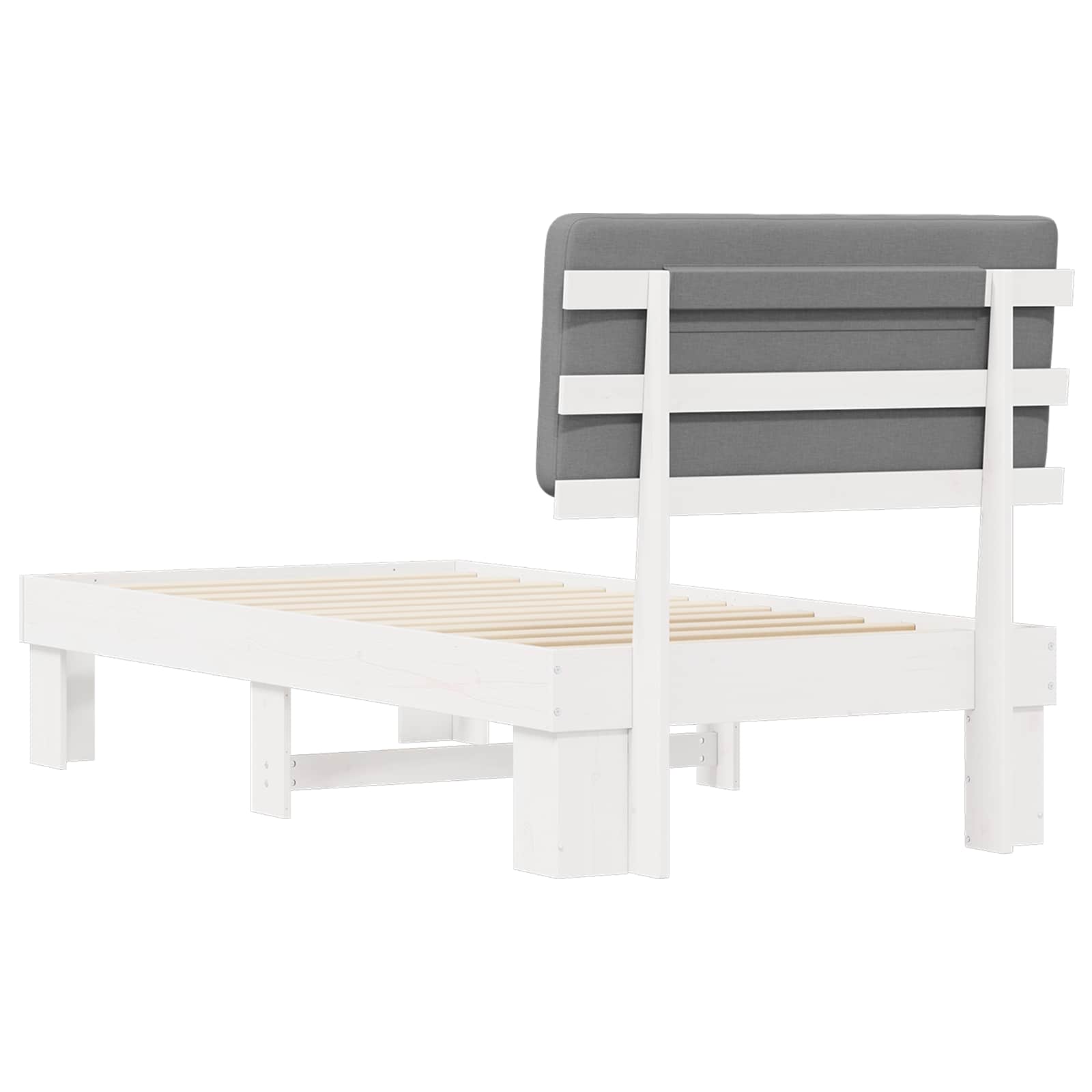 Sängram med Klädd Huvudgavel Ljusgrå 80 x 200 cm Massiv furu