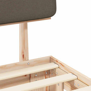 Sängram med Klädd Huvudgavel Taupe 90 x 190 cm Massiv furu