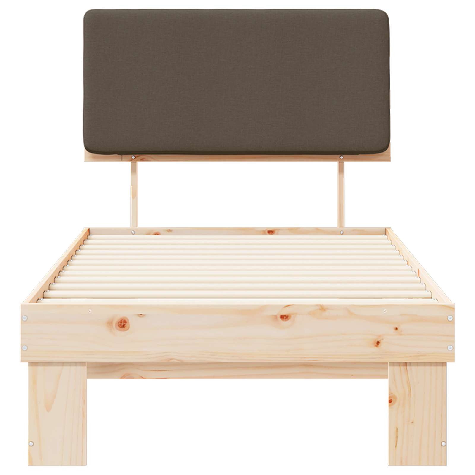 Sängram med Klädd Huvudgavel Taupe 90 x 190 cm Massiv furu