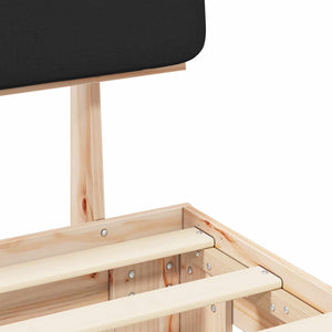 Sängram med Klädd Huvudgavel Svart 75 x 190 cm Massiv furu