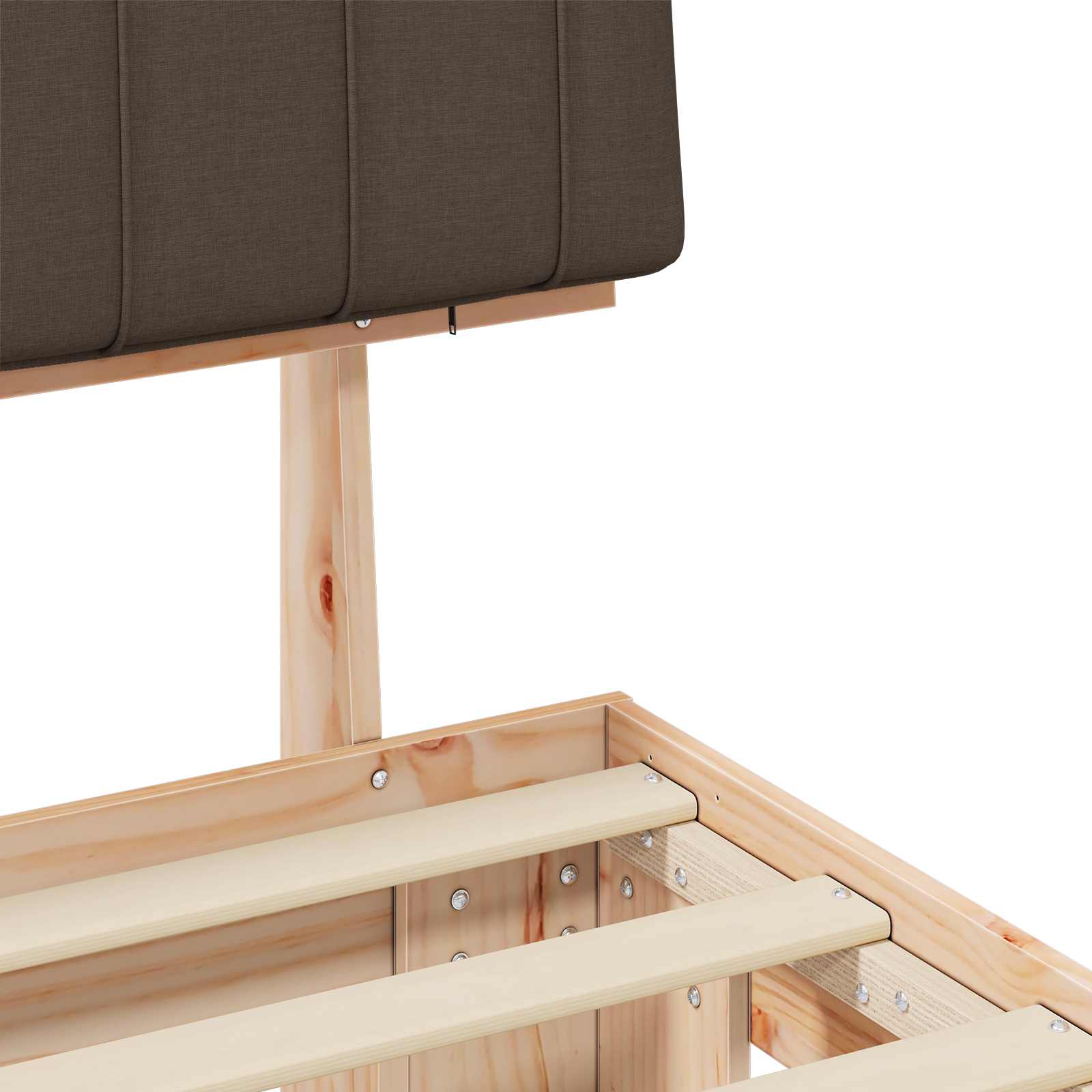 Sängram med Klädd Huvudgavel Taupe 150 x 200 cm Massiv furu