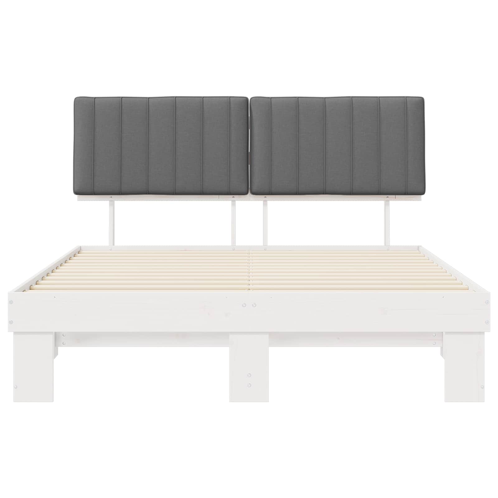 Sängram med Klädd Huvudgavel Ljusgrå 150 x 200 cm Massiv furu