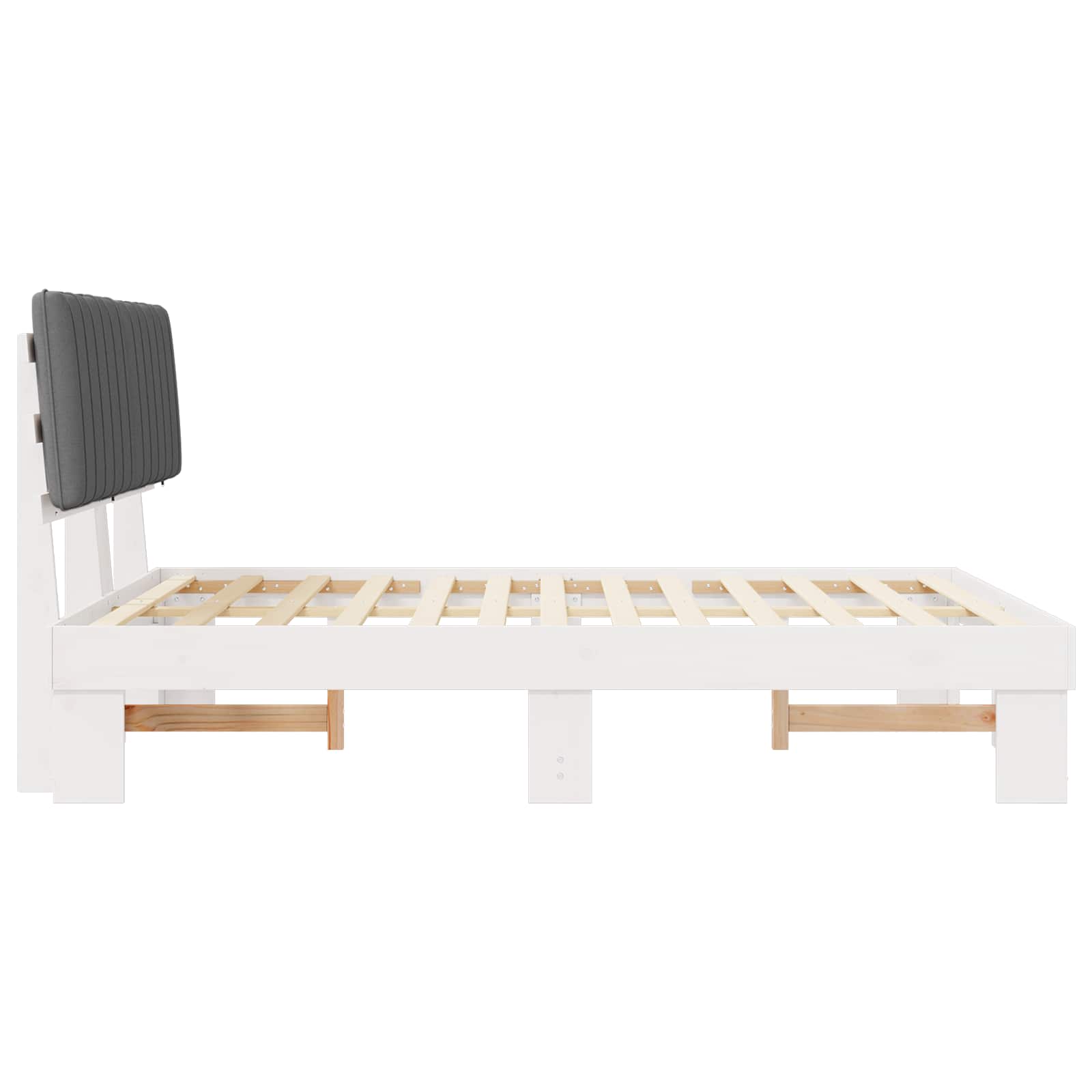 Sängram med Klädd Huvudgavel Ljusgrå 150 x 200 cm Massiv furu