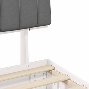 Sängram med Klädd Huvudgavel Ljusgrå 140 x 200 cm Massiv furu