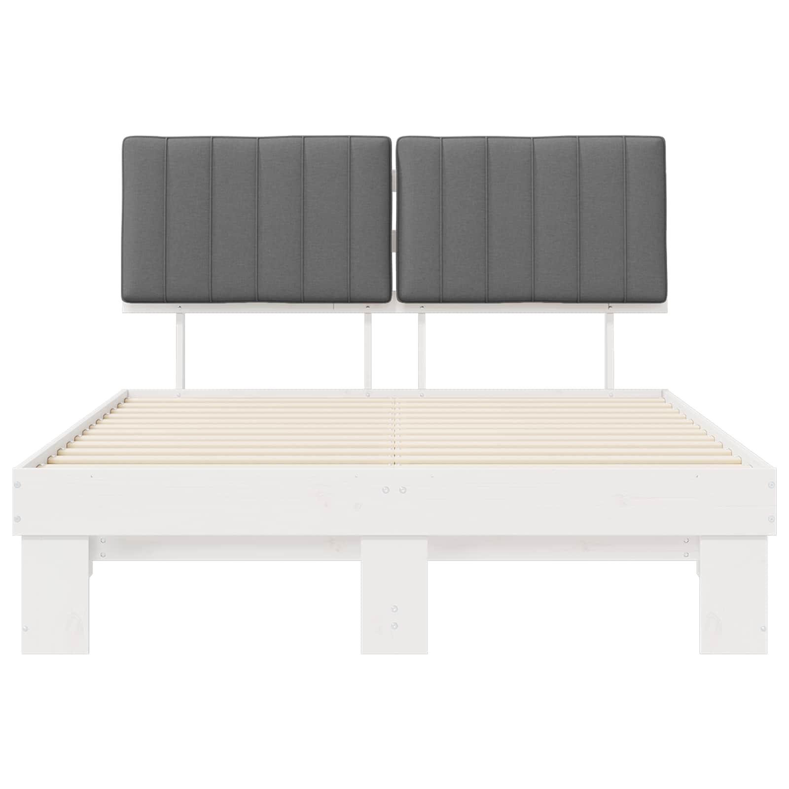 Sängram med Klädd Huvudgavel Ljusgrå 140 x 200 cm Massiv furu