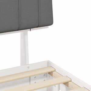 Sängram med Klädd Huvudgavel Ljusgrå 120 x 190 cm Massiv furu