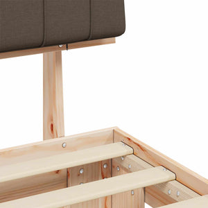 Sängram med Klädd Huvudgavel Taupe 90 x 200 cm Massiv furu