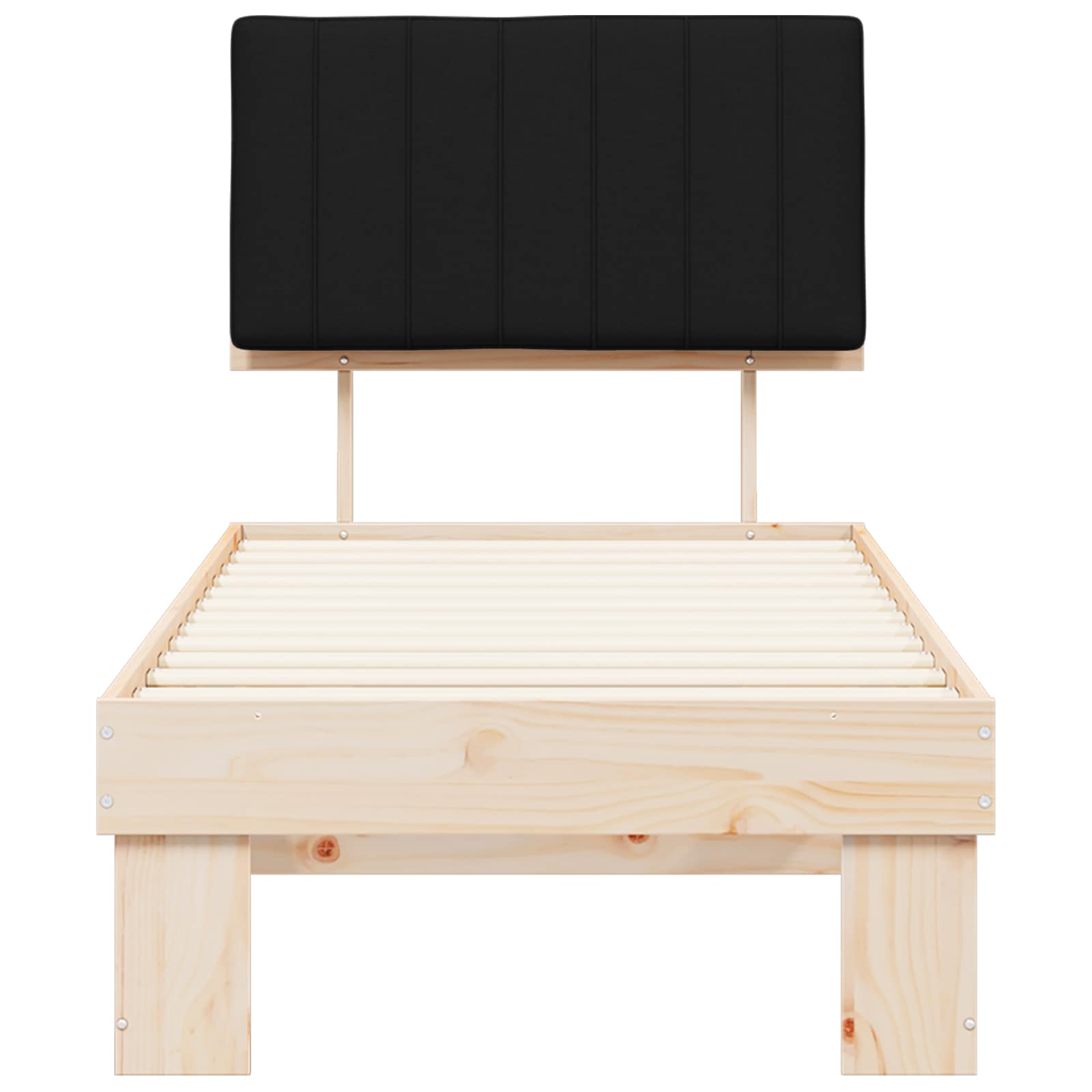 Sängram med Klädd Huvudgavel Svart 80 x 200 cm Massiv furu