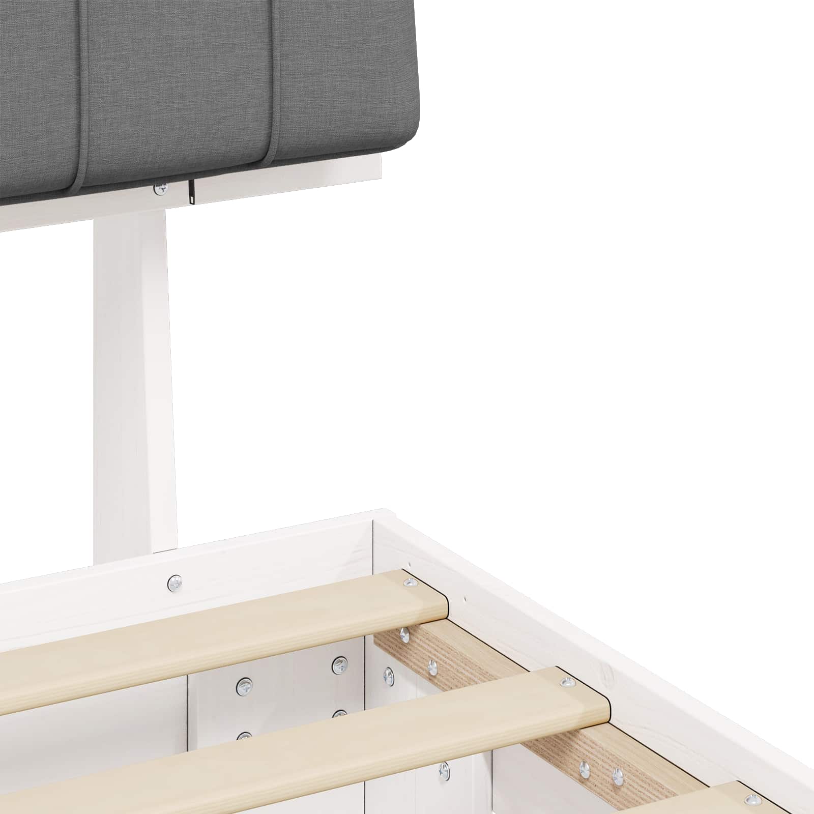 Sängram med Klädd Huvudgavel Ljusgrå 80 x 200 cm Massiv furu