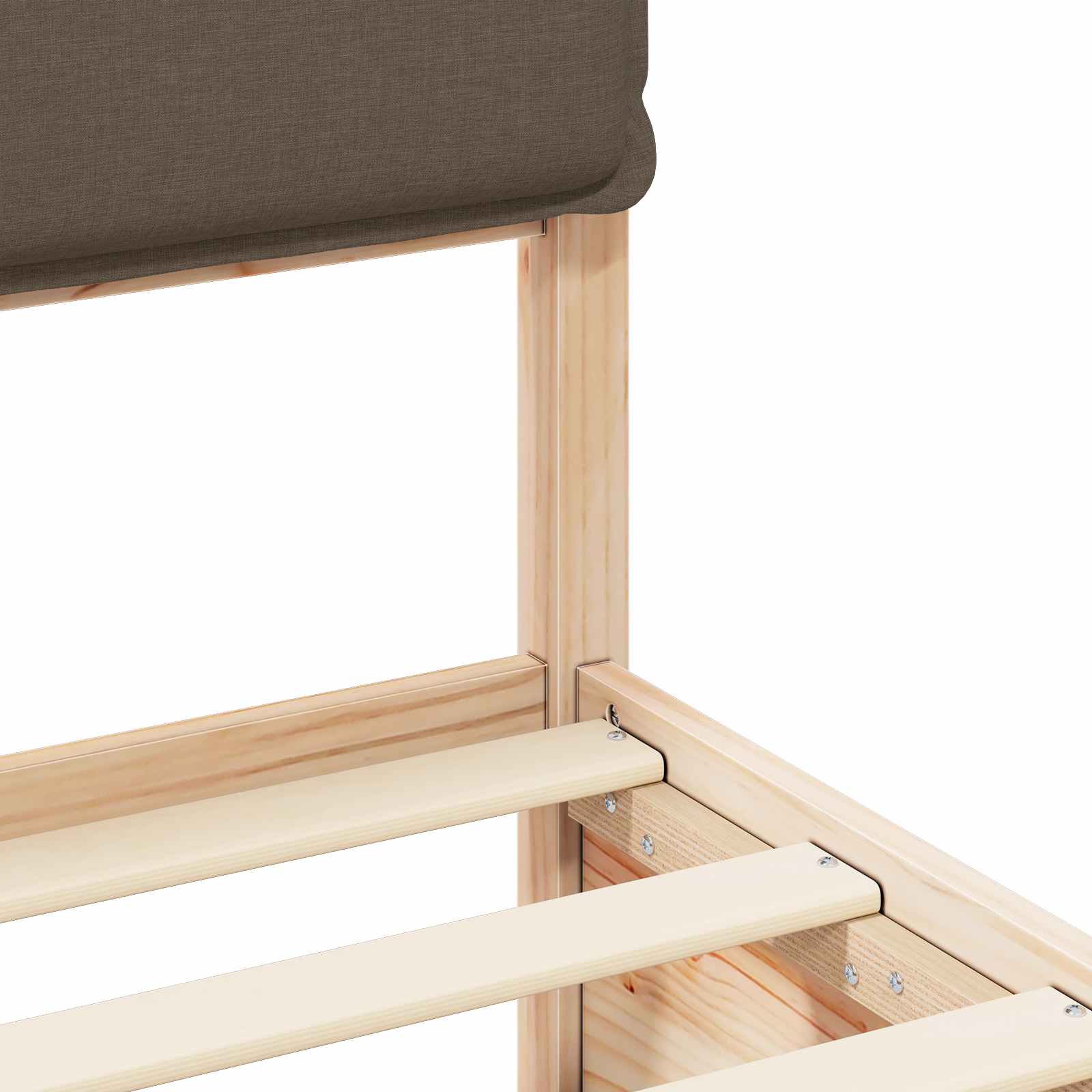 Sängram med Klädd Huvudgavel Taupe 100 x 200 cm Massiv furu