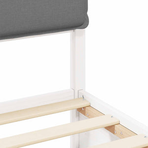 Sängram med Klädd Huvudgavel Ljusgrå 90 x 200 cm Massiv furu