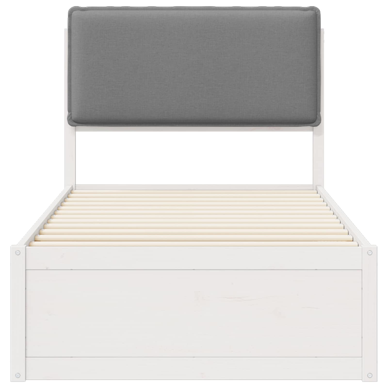 Sängram med Klädd Huvudgavel Ljusgrå 90 x 200 cm Massiv furu