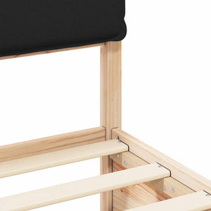 Sängram med Klädd Huvudgavel Svart 80 x 200 cm Massiv furu