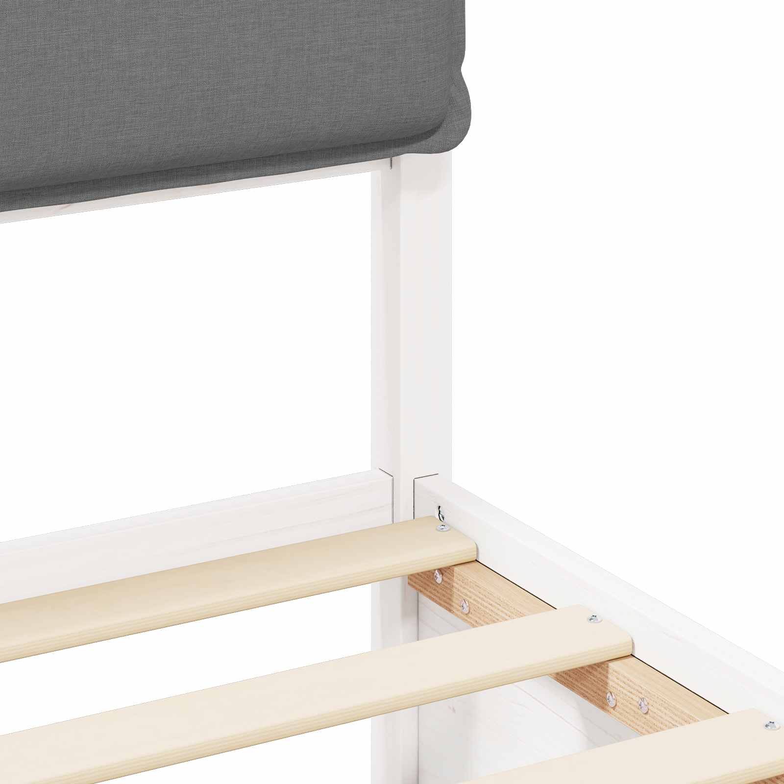 Sängram med Klädd Huvudgavel Ljusgrå 90 x 190 cm Massiv furu