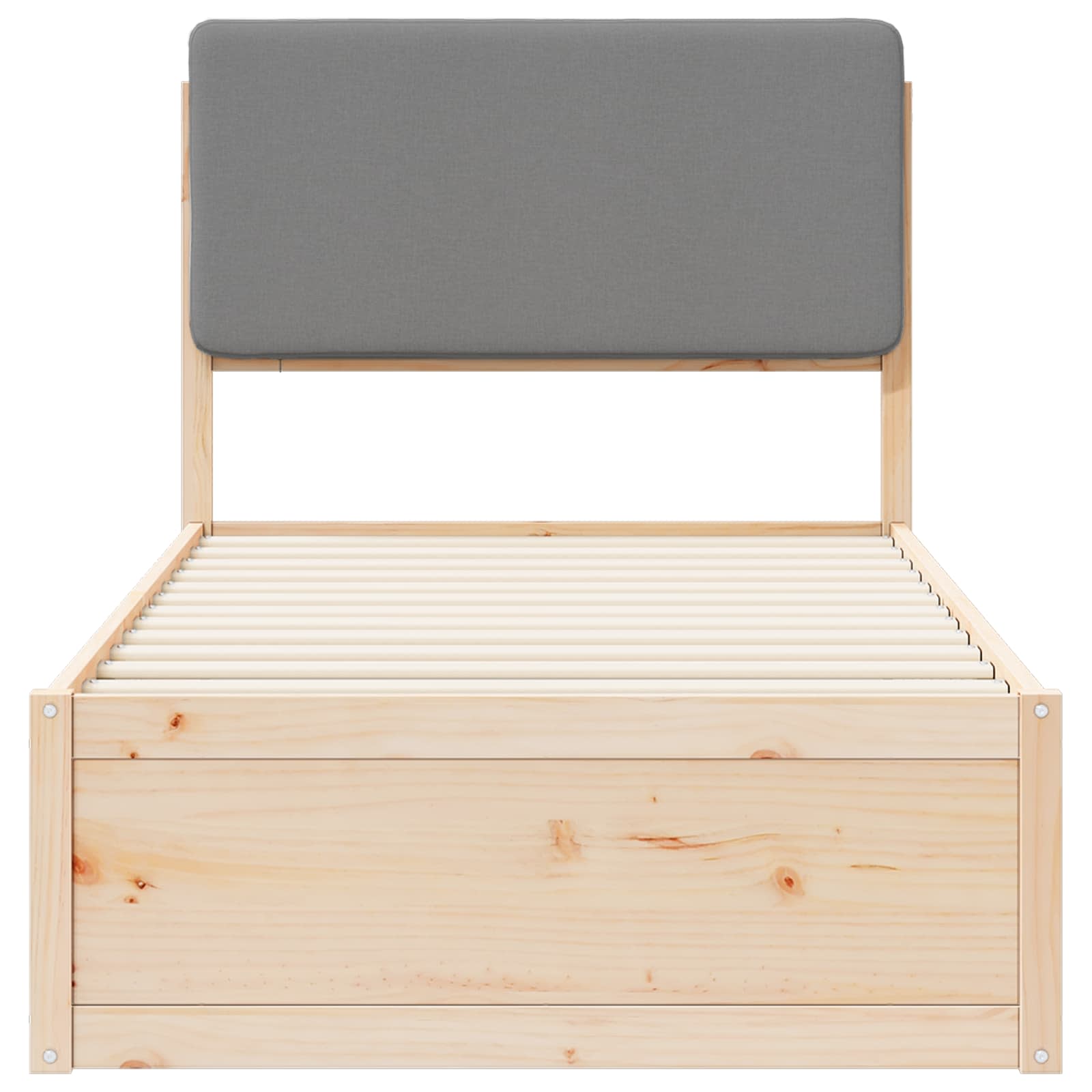Sängram med Klädd Huvudgavel Ljusgrå 80 x 200 cm Massiv furu