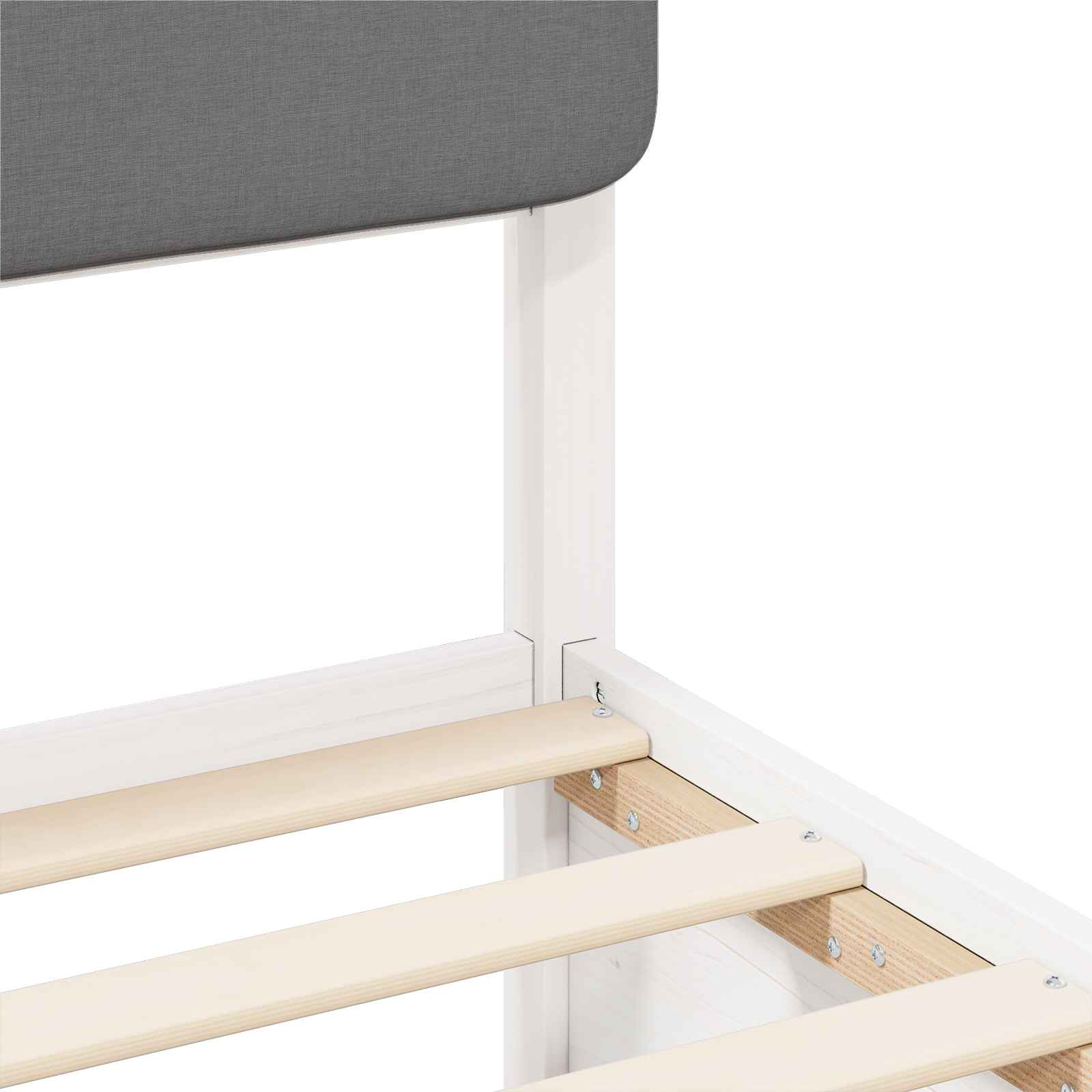 Sängram med Klädd Huvudgavel Ljusgrå 90 x 190 cm Massiv furu