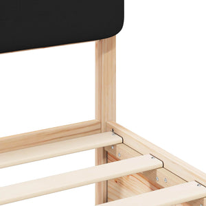 Sängram med Klädd Huvudgavel Svart 75 x 190 cm Massiv furu