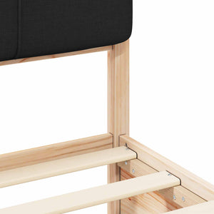 Sängram med Klädd Huvudgavel Svart 80 x 200 cm Massiv furu