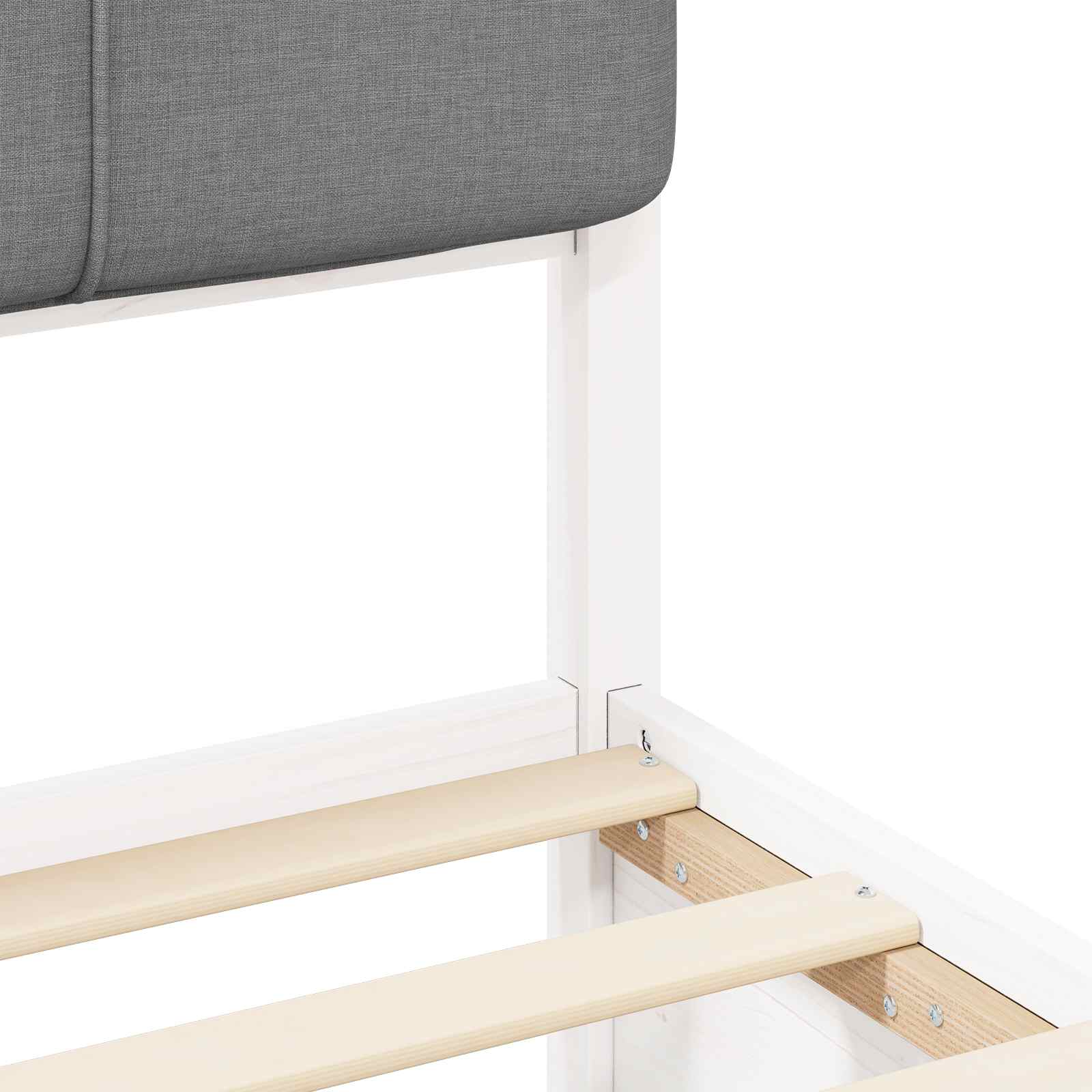 Sängram med Klädd Huvudgavel Ljusgrå 90 x 190 cm Massiv furu