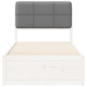 Sängram med Klädd Huvudgavel Ljusgrå 90 x 190 cm Massiv furu