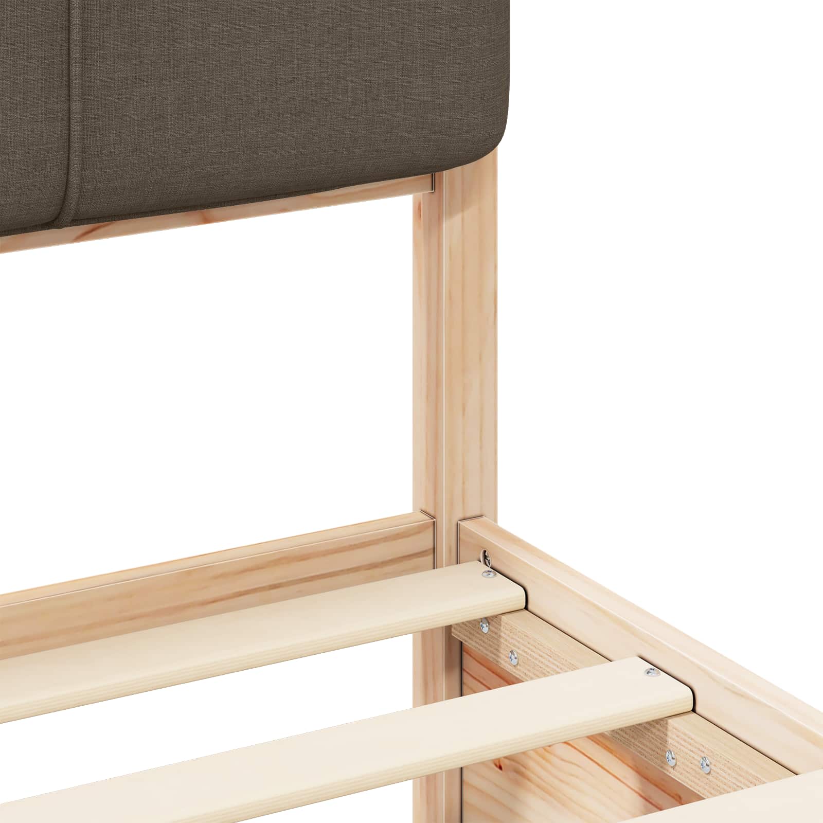 Sängram med Klädd Huvudgavel Taupe 75 x 190 cm Massiv furu