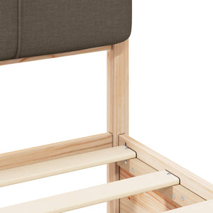 Sängram med Klädd Huvudgavel Taupe 75 x 190 cm Massiv furu