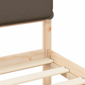 Sängram med Klädd Huvudgavel Taupe 90 x 200 cm Massiv furu