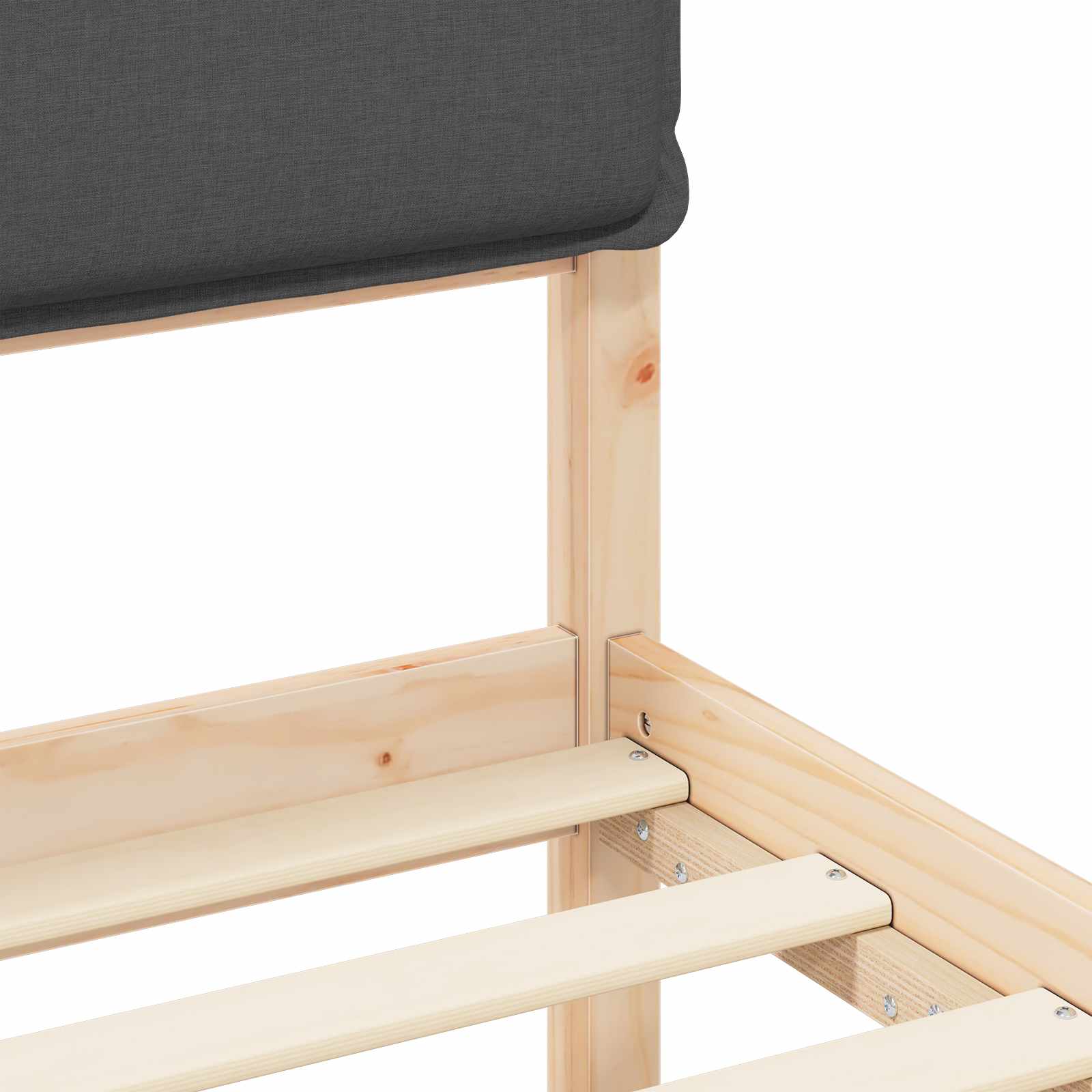 Sängram med Klädd Huvudgavel Mörkgrå 80 x 200 cm Massiv furu